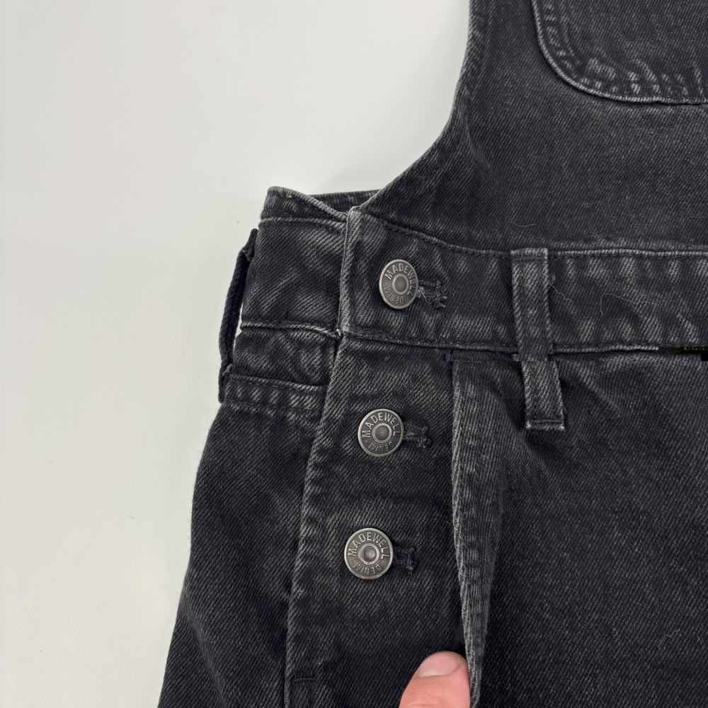 Madewell Denim Short Overalls Black Wash Raw Hem Women's Size XS - Picture 4 of 9